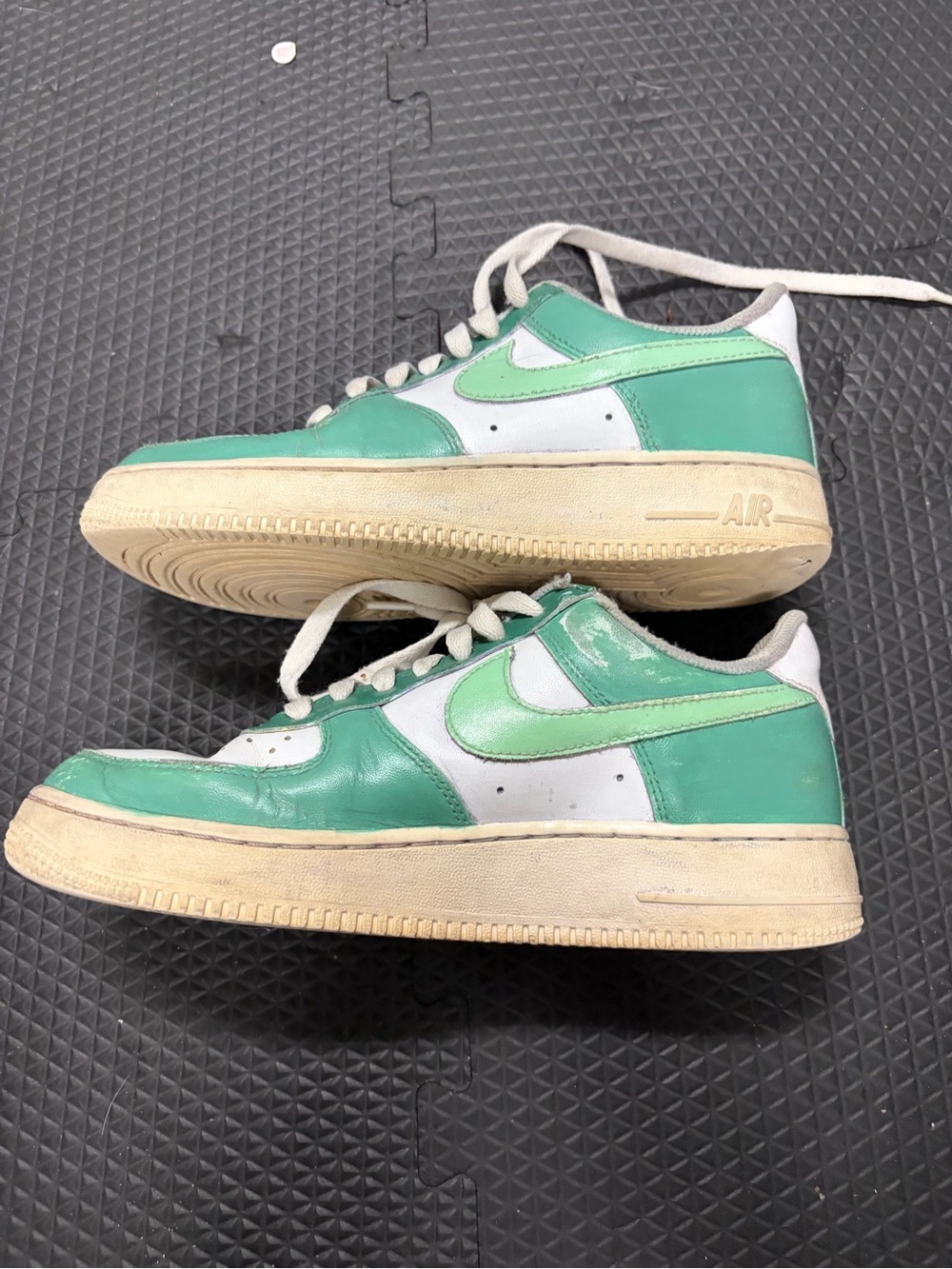 Nike custom painted Air Force One in green and sage green
